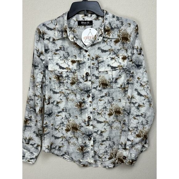 Blue B Collection Women’s Size Small LS Button Up “Loud & Clear” Design - Picture 1 of 10